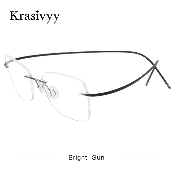 Krasivyy Unisex Rimless Oval Titanium Eyeglasses 1615 Rimless Krasivyy Bright Gun