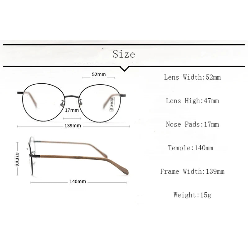 Hdcrafter Unisex Full Rim Round Alloy Eyeglasses 826017 Full Rim Hdcrafter Eyeglasses