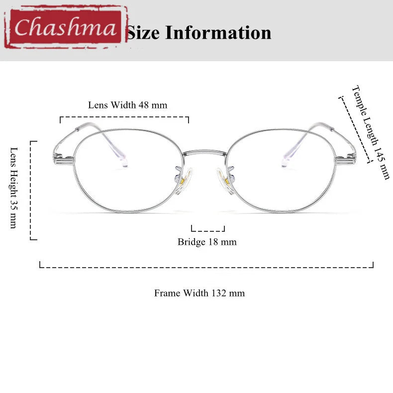 Chashma Ottica Unisex Full Rim Small Round Titanium Eyeglasses 5015 Full Rim Chashma Ottica