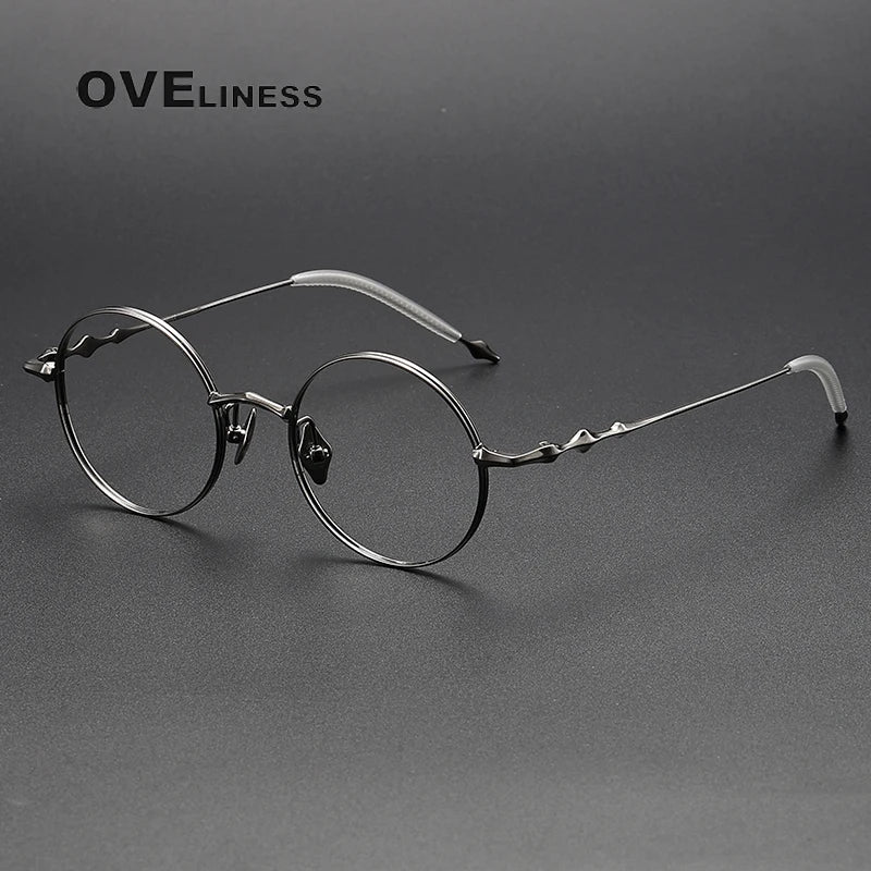 Oveliness Unisex Full Rim Round Titanium Eyeglasses 4619 Full Rim Oveliness gun  