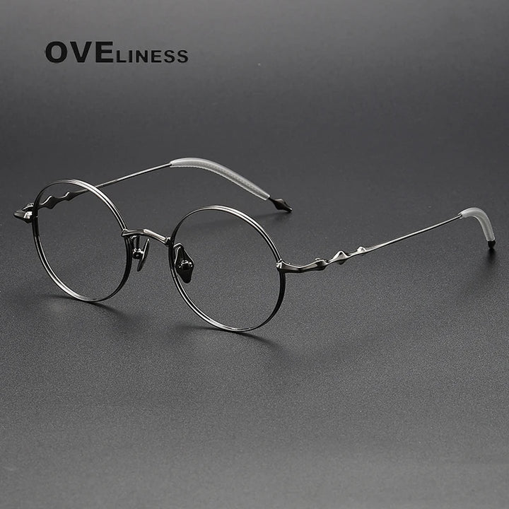 Oveliness Unisex Full Rim Round Titanium Eyeglasses 4619 Full Rim Oveliness gun  