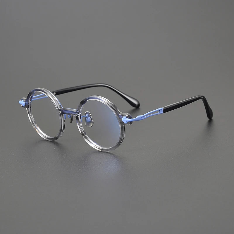Gatenac Unisex Full Rim Round Acetate Titanium Eyeglasses Gxyj1568