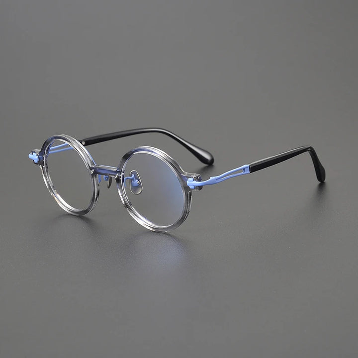 Gatenac Unisex Full Rim Round Acetate Titanium Eyeglasses Gxyj1568