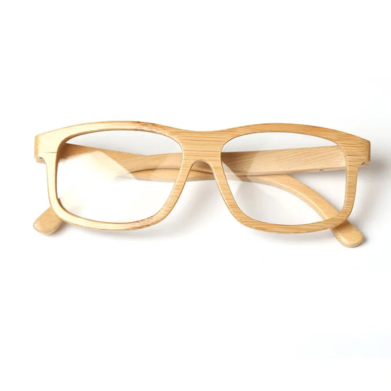 Hdcrafter Unisex Full Rim Square Bamboo Wood Eyeglasses 56191 Full Rim Hdcrafter Eyeglasses Beige