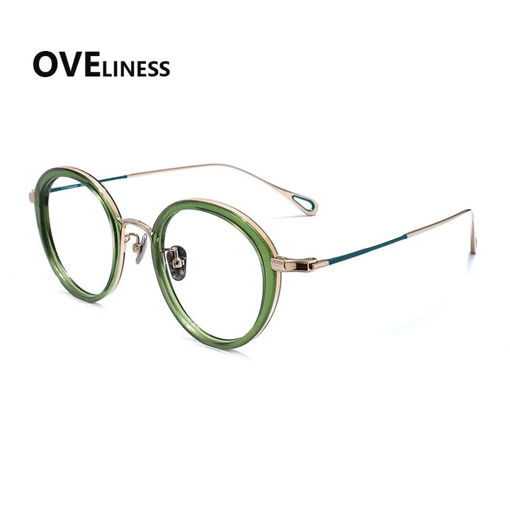 Oveliness Women's Full Rim Oval Acetate Titanium Eyeglasses 922159