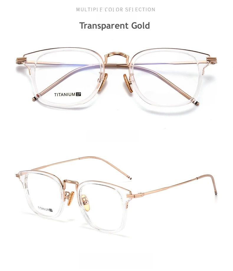 KatKani Unisex Full Rim Round Titanium Eyeglasses 8022 Full Rim KatKani Eyeglasses Transparent gold  