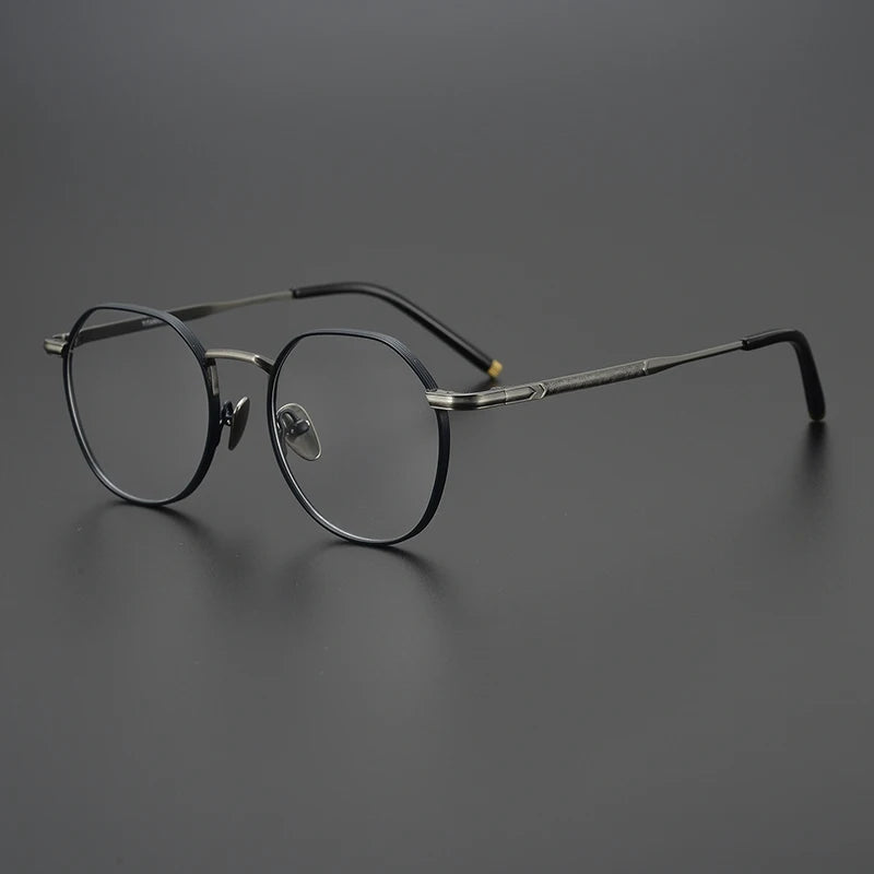 Black Mask Women's Full Rim Flat Top Oval Titanium Eyeglasses 41386