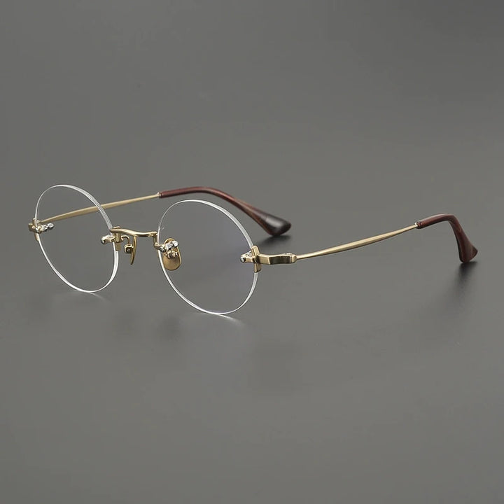 Gatenac Unisex Rimless Polygon Round Titanium Eyeglasses G41486