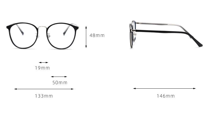 CCspace Unisex Full Rim Round Tr 90 Titanium Eyeglasses 57021 Full Rim CCspace