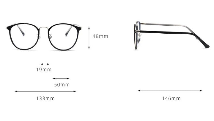 CCspace Unisex Full Rim Round Tr 90 Titanium Eyeglasses 57021 Full Rim CCspace