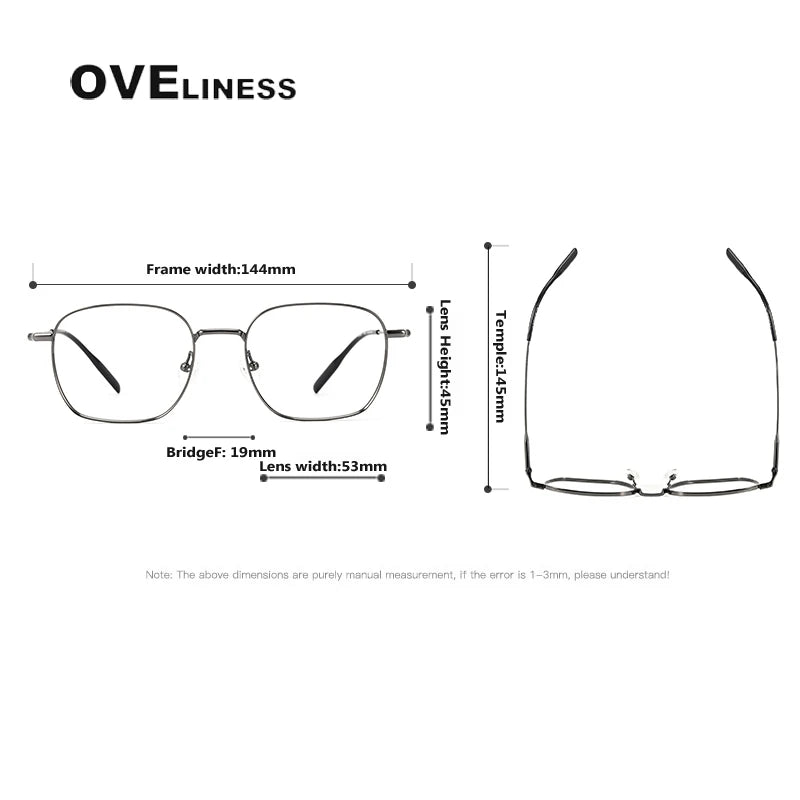 Oveliness Unisex Full Rim Square Polygon Titanium Eyeglasses 81027 Full Rim Oveliness