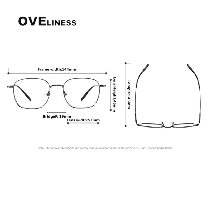 Oveliness Unisex Full Rim Square Polygon Titanium Eyeglasses 81027 Full Rim Oveliness