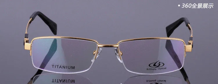 Brightzone Men's Semi Rim Big Square Titanium Eyeglasses 428001 Semi Rim Brightzone