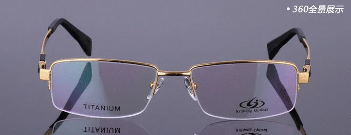 Brightzone Men's Semi Rim Big Square Titanium Eyeglasses 428001 Semi Rim Brightzone