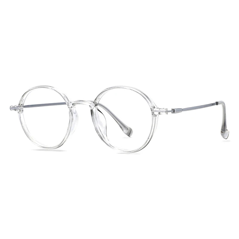 CCspace Unisex Full Rim Round Tr 90 Titanium Eyeglasses 57098 Full Rim CCspace Clear