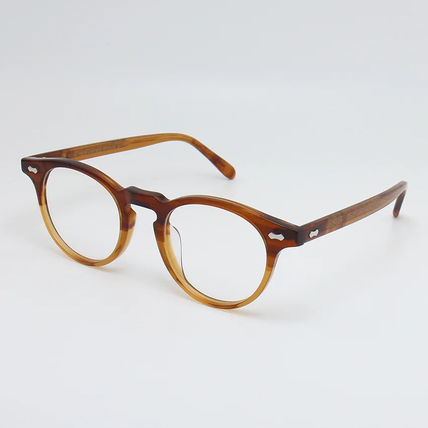 Black Mask Unisex Full Rim Round Acetate Eyeglasses 49505 Full Rim Black Mask Gradient Brown