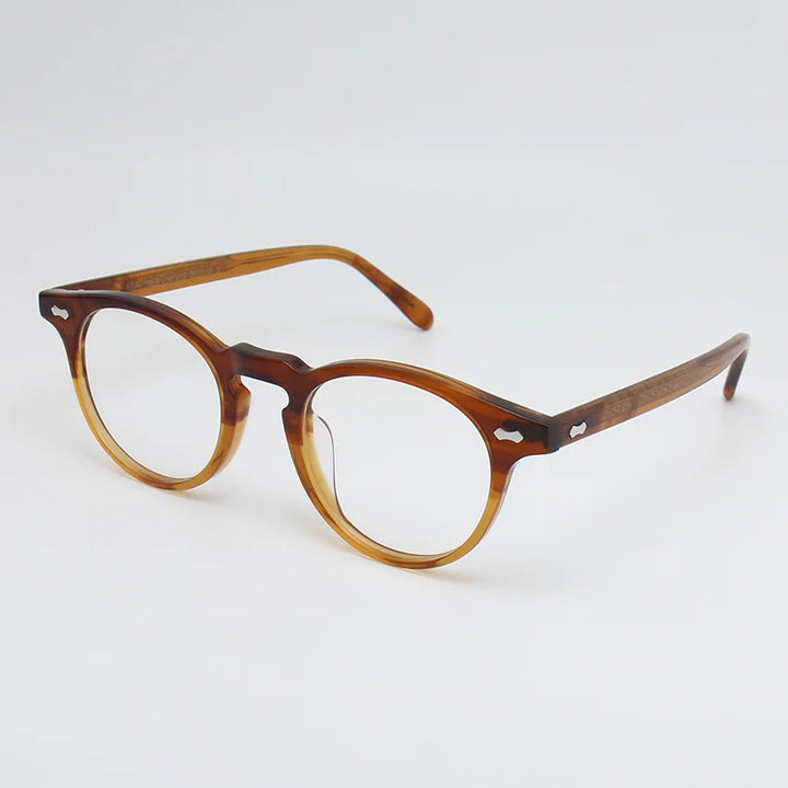 Black Mask Unisex Full Rim Round Acetate Eyeglasses 49505 Full Rim Black Mask Gradient Brown