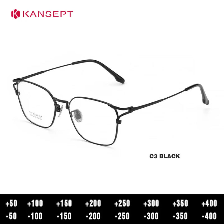 Kansept Men's Full Rim Polygon Square Titanium Reading Glasses 40038
