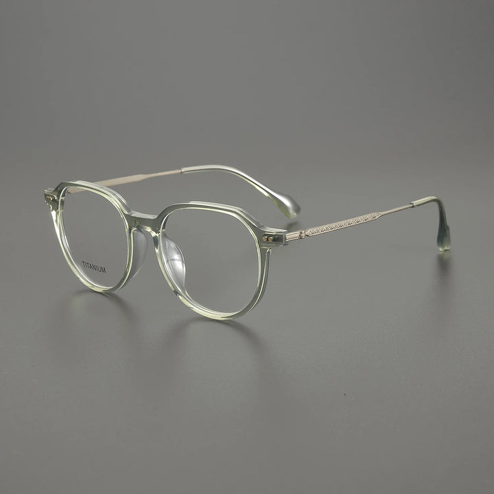 Nobler Unisex Full Rim Flat Top Round Acetate Titanium Eyeglasses 39698
