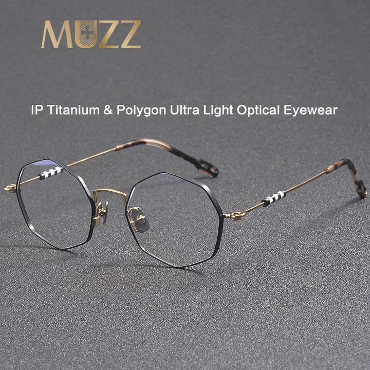 Muzz Women's Full Rim Polygon Round Titanium Eyeglasses 30213 Full Rim Muzz
