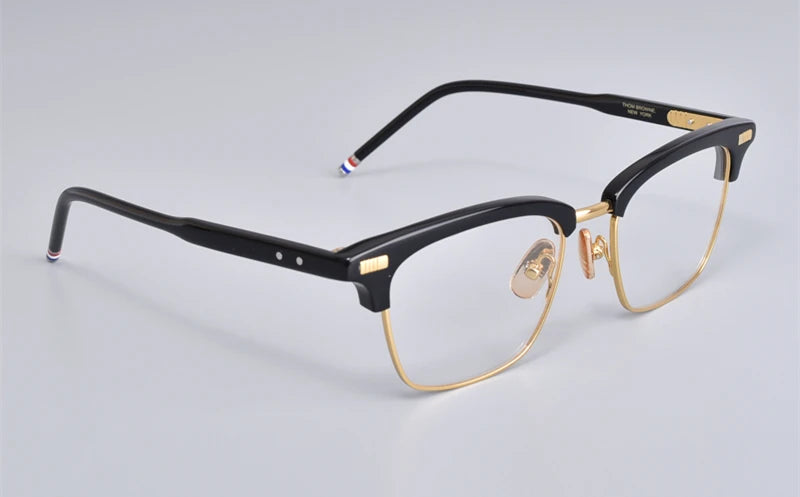 Black Mask Unisex Full Rim Browline Square Acetate Eyeglasses Bm-bt711 Full Rim Black Mask