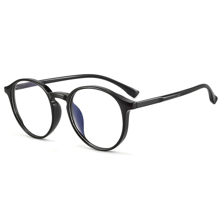 Bclear Unisex Full Rim Round Tr 90 Titanium Eyeglasses 90302 Full Rim Bclear Bright Black