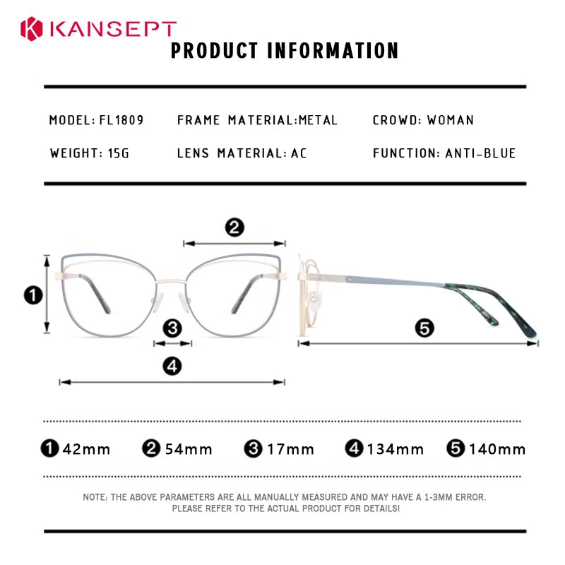 Kansept Women's Full Rim Oval Cat Eye Tr 90 Alloy Reading Glasses 51809