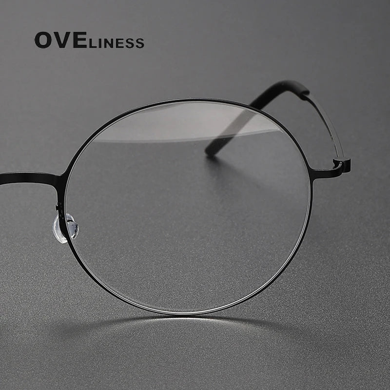 Oveliness Unisex Full Rim Round Screwless Titanium Eyeglasses 5516 Full Rim Oveliness
