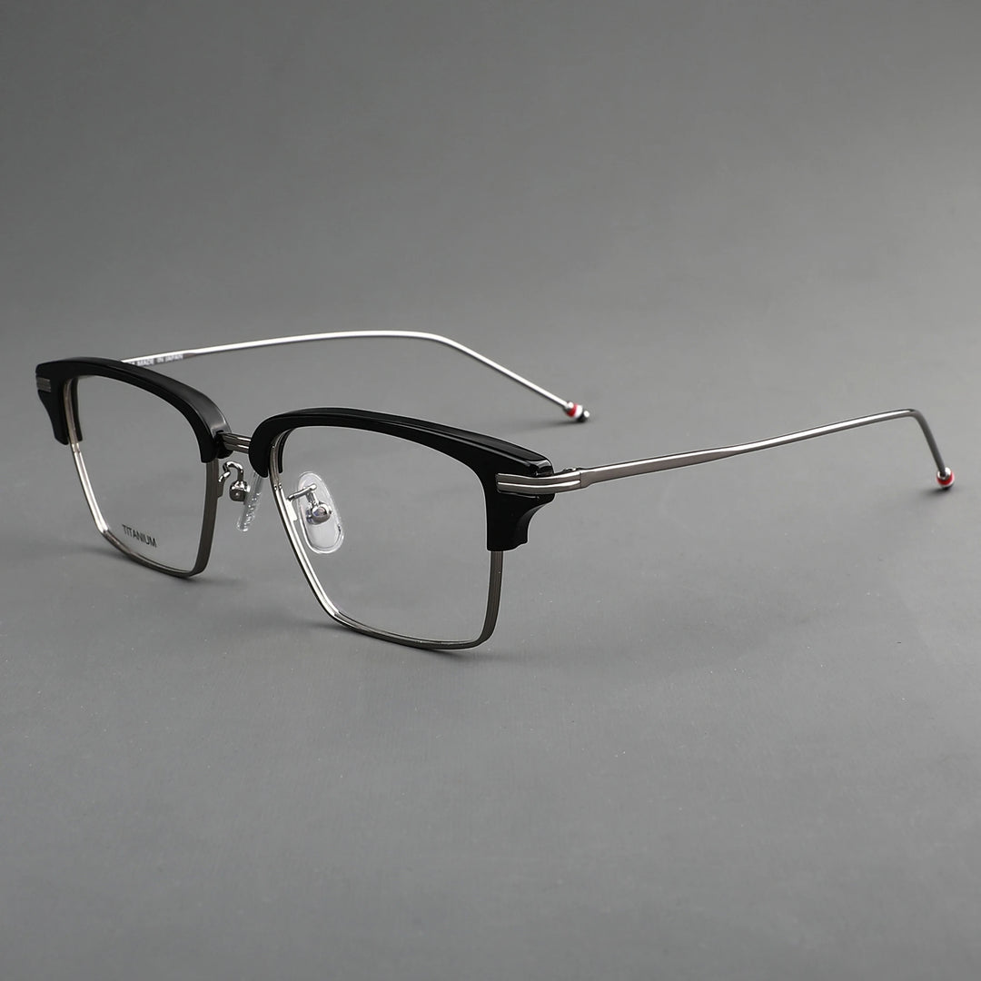 Muzz Men's Full Rim Square Titanium Acetate Eyeglasses 0422 Full Rim Muzz C1