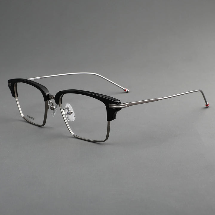 Muzz Men's Full Rim Square Titanium Acetate Eyeglasses 0422 Full Rim Muzz C1