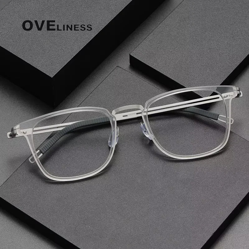 Oveliness Women's Full Rim Square Acetate Titanium Eyeglasses 82028