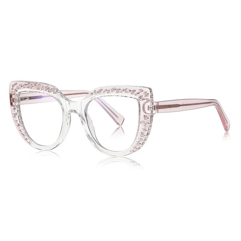 CCspace Women's Full Rim Cat Eye Tr 90 Titanium Eyeglasses 56998 Full Rim CCspace C2Pink