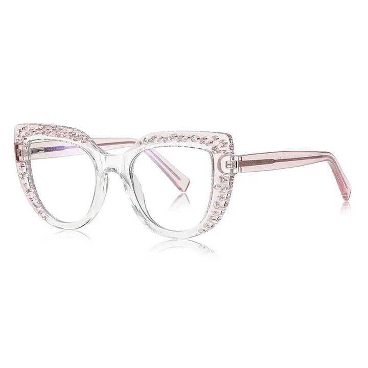 CCspace Women's Full Rim Cat Eye Tr 90 Titanium Eyeglasses 56998 Full Rim CCspace C2Pink