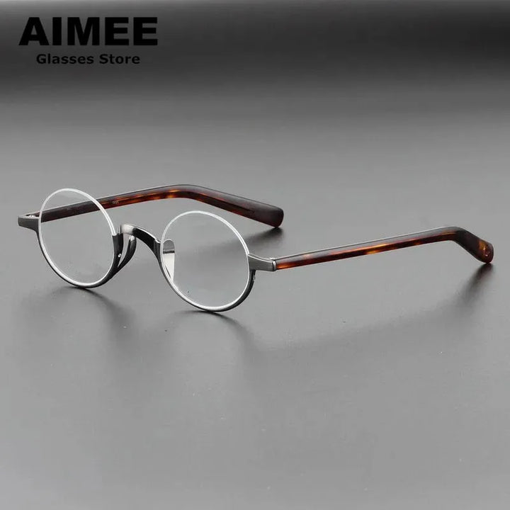 Aimee Unisex Semi Rim Round Titanium Eyeglasses 111380 Semi Rim Aimee