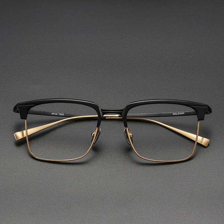 Black Mask Unisex Full Rim Square Titanium Square Eyeglasses 14242 Full Rim Black Mask Black-Gold