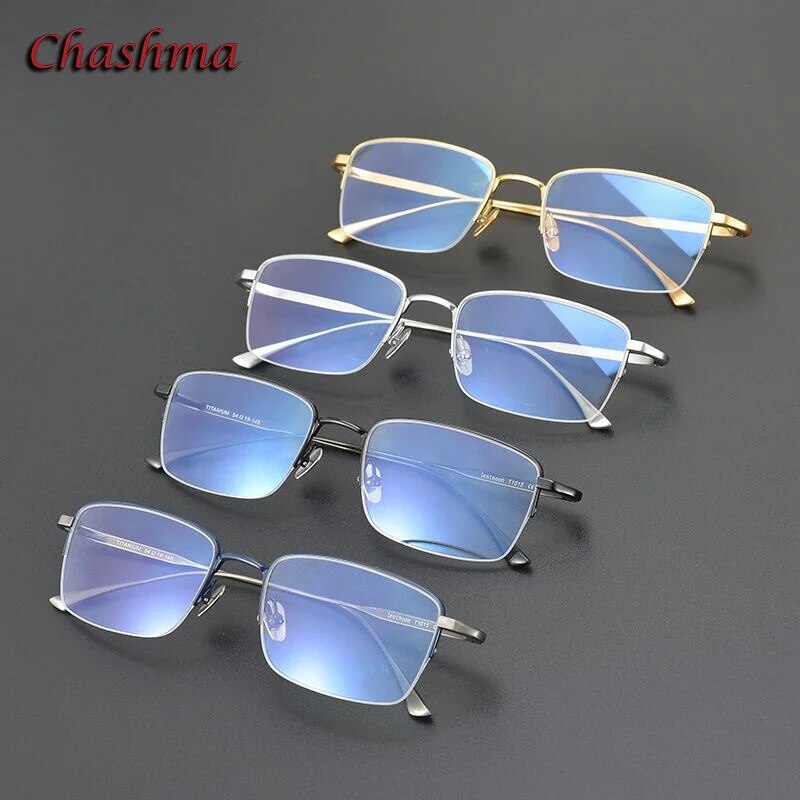 Chashma Ochki Men's Semi Rim Square Titanium Eyeglasses 1015 Semi Rim Chashma Ochki