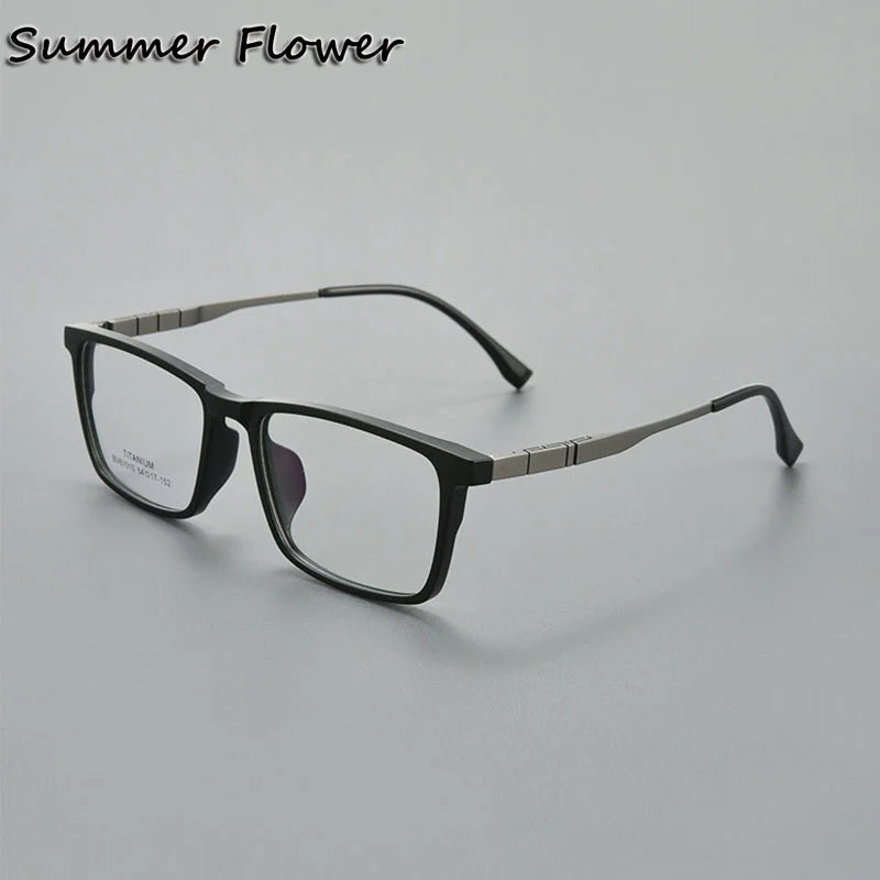 Summer Flower Unisex Full Rim Square Tr 90 Titanium Eyeglasses 610106