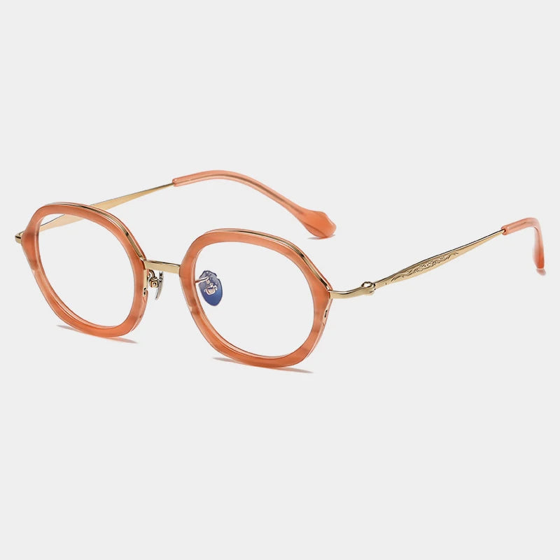 Gatenac Unisex Full Rim Square Acetate Titanium Eyeglasses Gxyj1461 Full Rim Gatenac Gold