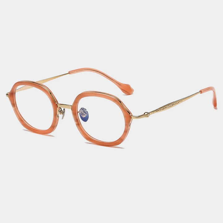 Gatenac Unisex Full Rim Square Acetate Titanium Eyeglasses Gxyj1461 Full Rim Gatenac Gold