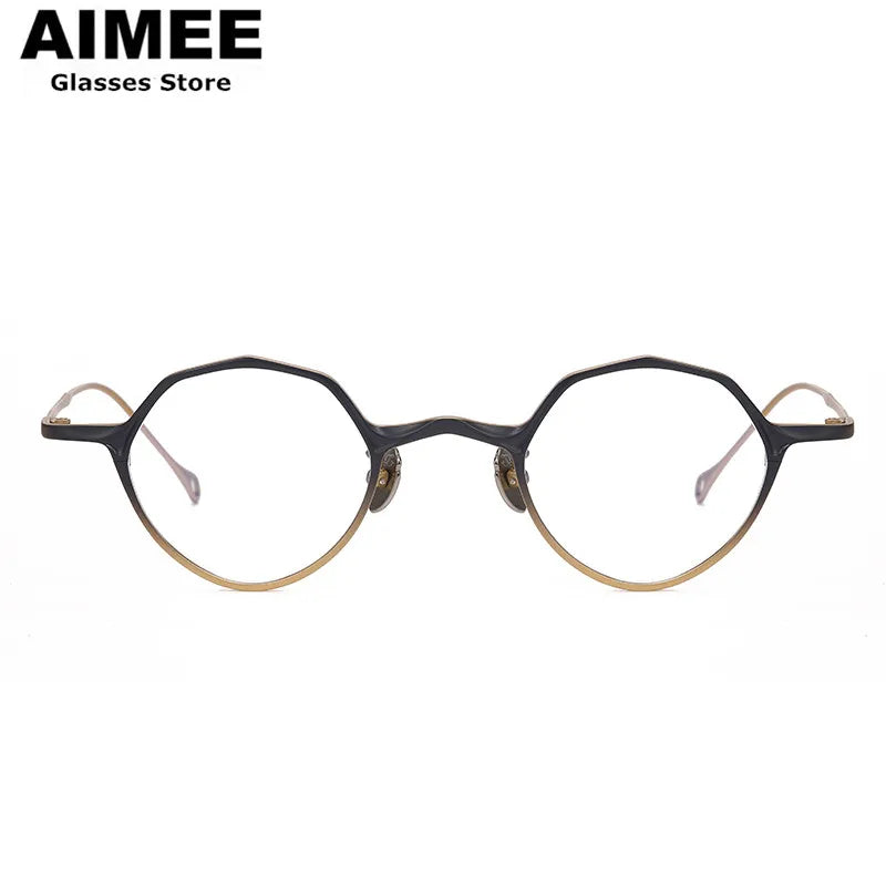 Aimee Unisex Full Rim Polygon Round Titanium Eyeglasses 5973 Full Rim Aimee