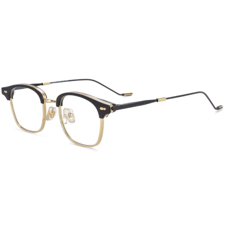 CCspace Women's Full Rim Square Alloy Acetate Reading Glasses R49425 Reading Glasses CCspace C6goldblack China 0