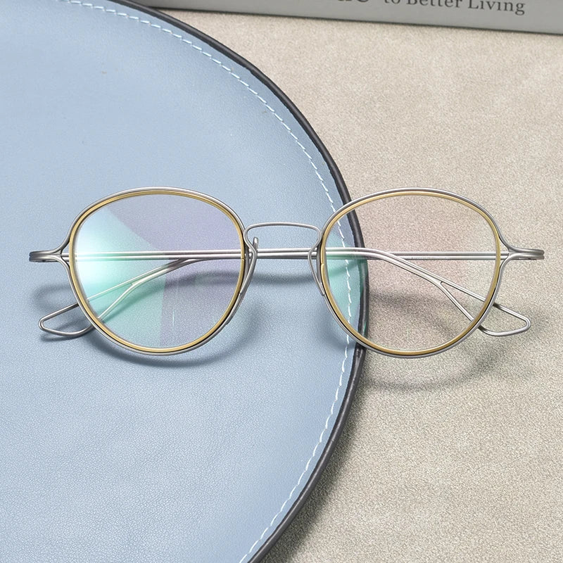 Black Mask Unisex Full Rim Round Titanium Eyeglasses 59100