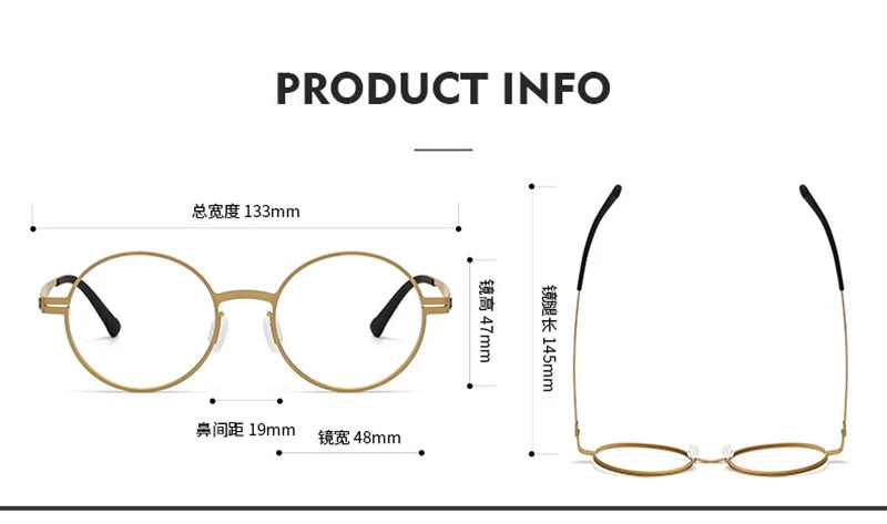Black Mask Women's Full Rim Round Titanium Eyeglasses S80996 Full Rim Black Mask