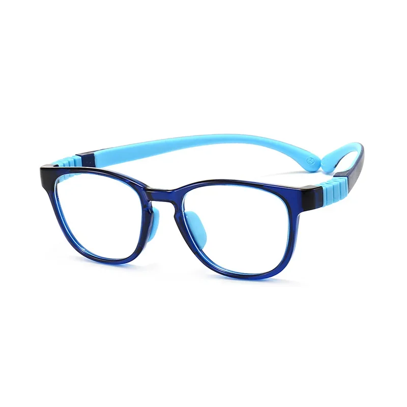 Handoer Unisex Children's Full Rim Square Acetate Silicone Eyeglasses 9102 Full Rim Handoer C3 Blue