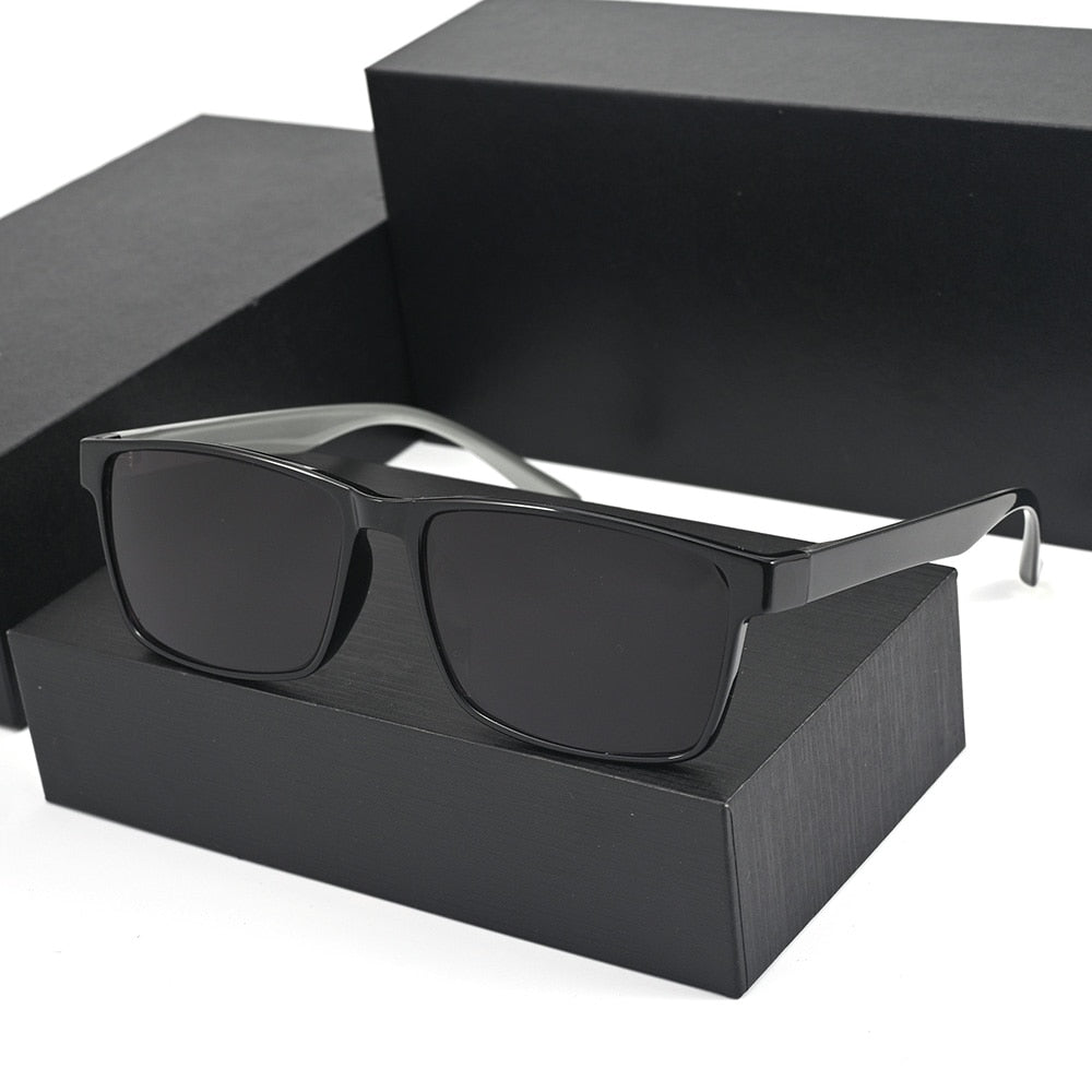 Cubojue Unisex Full Rim Oversized Square Tr 90 Titanium Polarized Sunglasses 2257 Sunglasses Cubojue black-grey black polarized