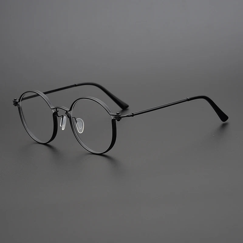 Black Mask Unisex Full Rim Round Titanium Acetate Eyeglasses Tv002 Full Rim Black Mask Black