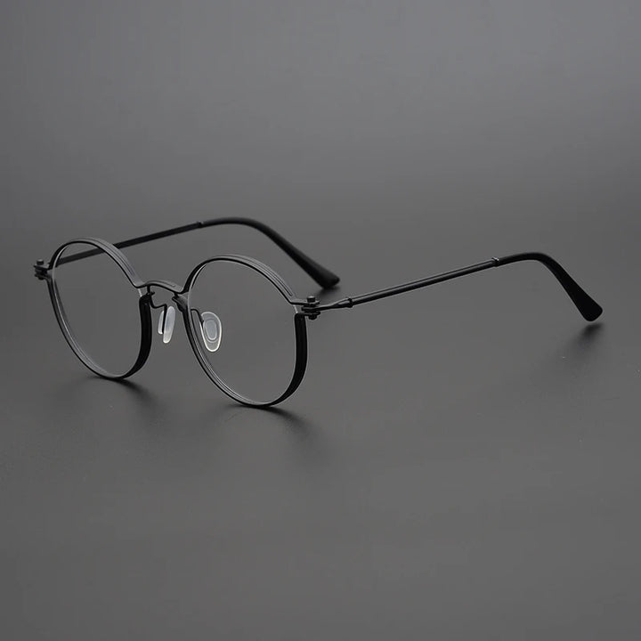 Black Mask Unisex Full Rim Round Titanium Acetate Eyeglasses Tv002 Full Rim Black Mask Black