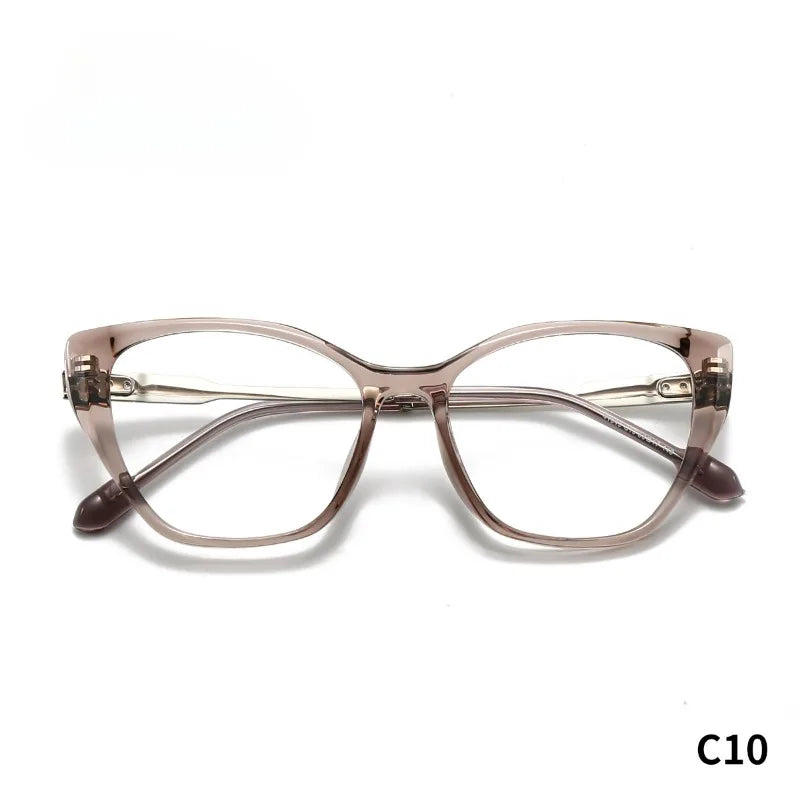 Hewei Women's Full Rim Square Cat Eye Acetate Titanium Eyeglasses 41049