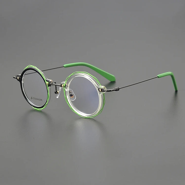 Nobler Unisex Full Rim Round Acetate Titanium Eyeglasses G503 Full Rim Nobler C3