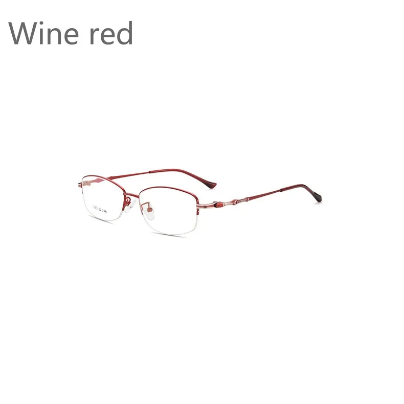 KatKani Womens  Rimless Square Alloy Eyeglasses 1363 Rimless KatKani Eyeglasses Wine red  